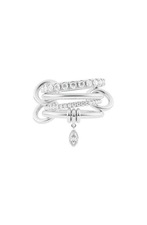 Inara Marquise Sterling Silver Diamond Stack Ring