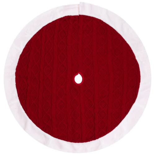 Northlight Cable Knit Christmas Tree Skirt In Red