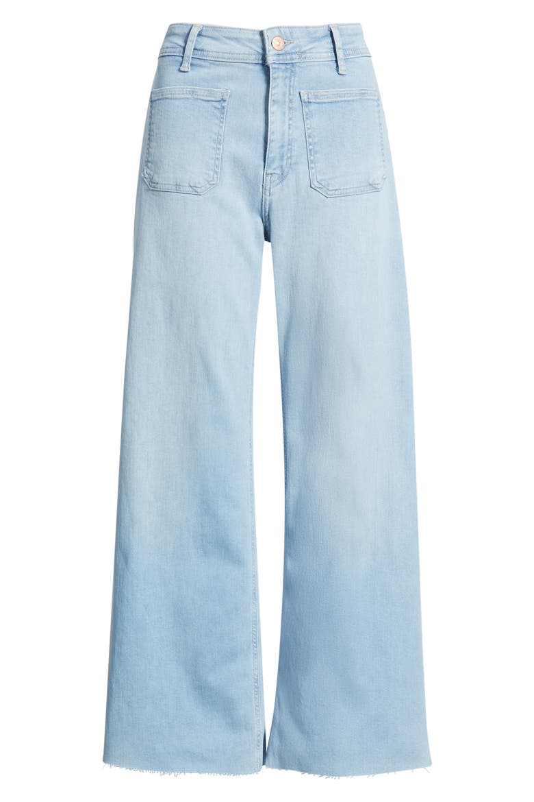 Paloma Marine Patch Pocket High Waist Raw Hem Wide Leg Jeans, Alternate, color, BLEACHED FLEX BLUE