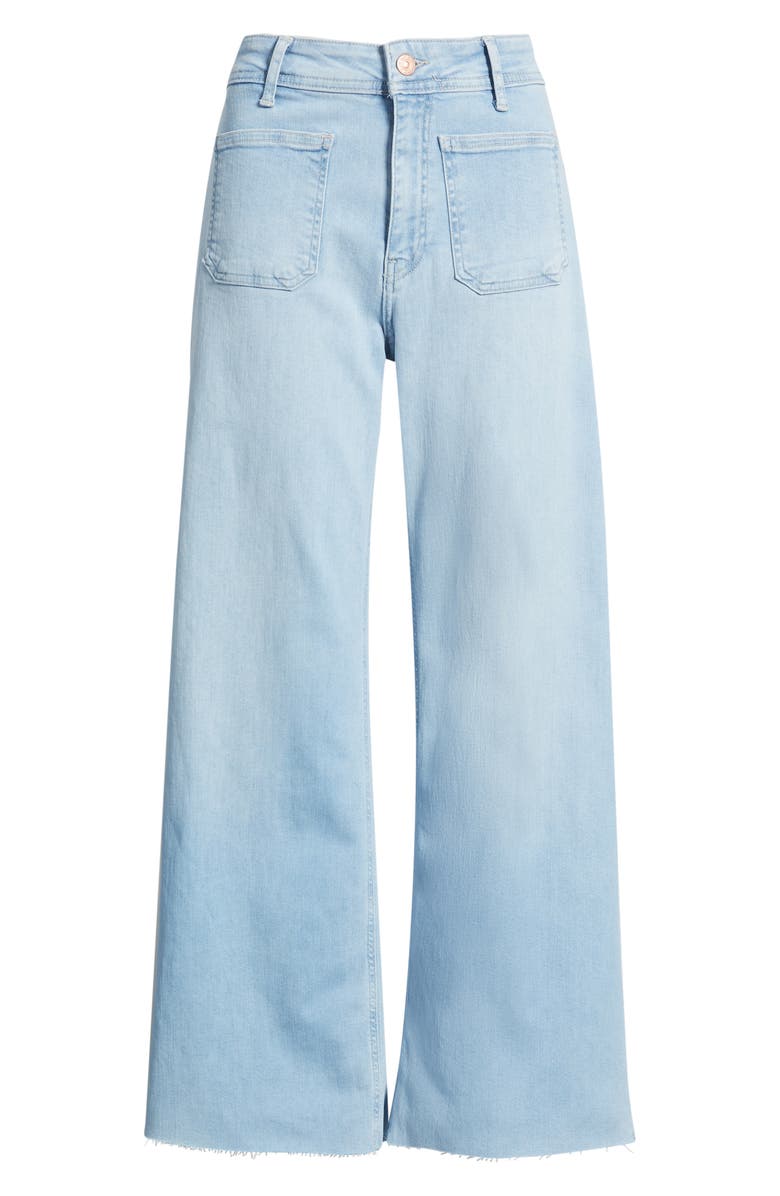Mavi Jeans Paloma Marine Patch Pocket High Waist Raw Hem Wide Leg Jeans, Alternate, color, Bleached Flex Blue