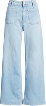 Mavi Jeans Paloma Marine Patch Pocket High Waist Raw Hem Wide Leg Jeans