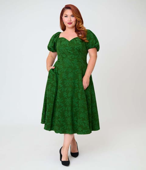 Plus Size Jacquard Sweetheart Swing Dress