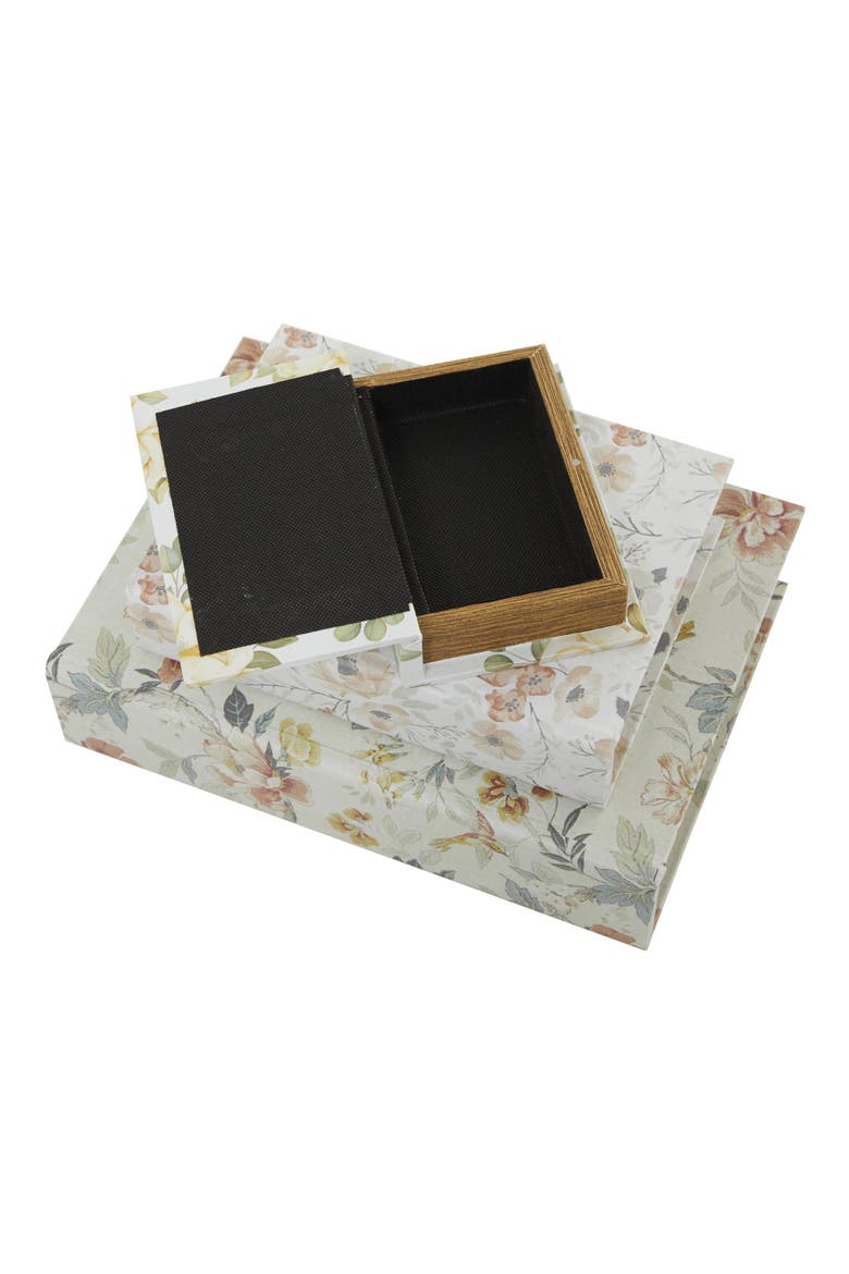 Set of 3 Faux Book Boxes, Alternate, color, WHITE