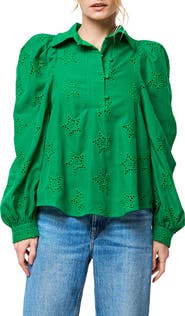 CIEBON Robyn Eyelet Puff Shoulder Shirt