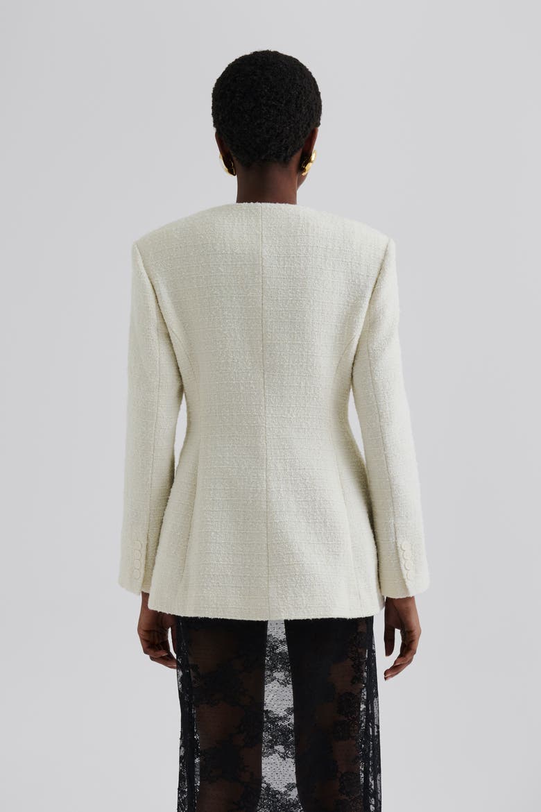 Carol Textured Round Neck Blazer, Alternate, color, Vanilla