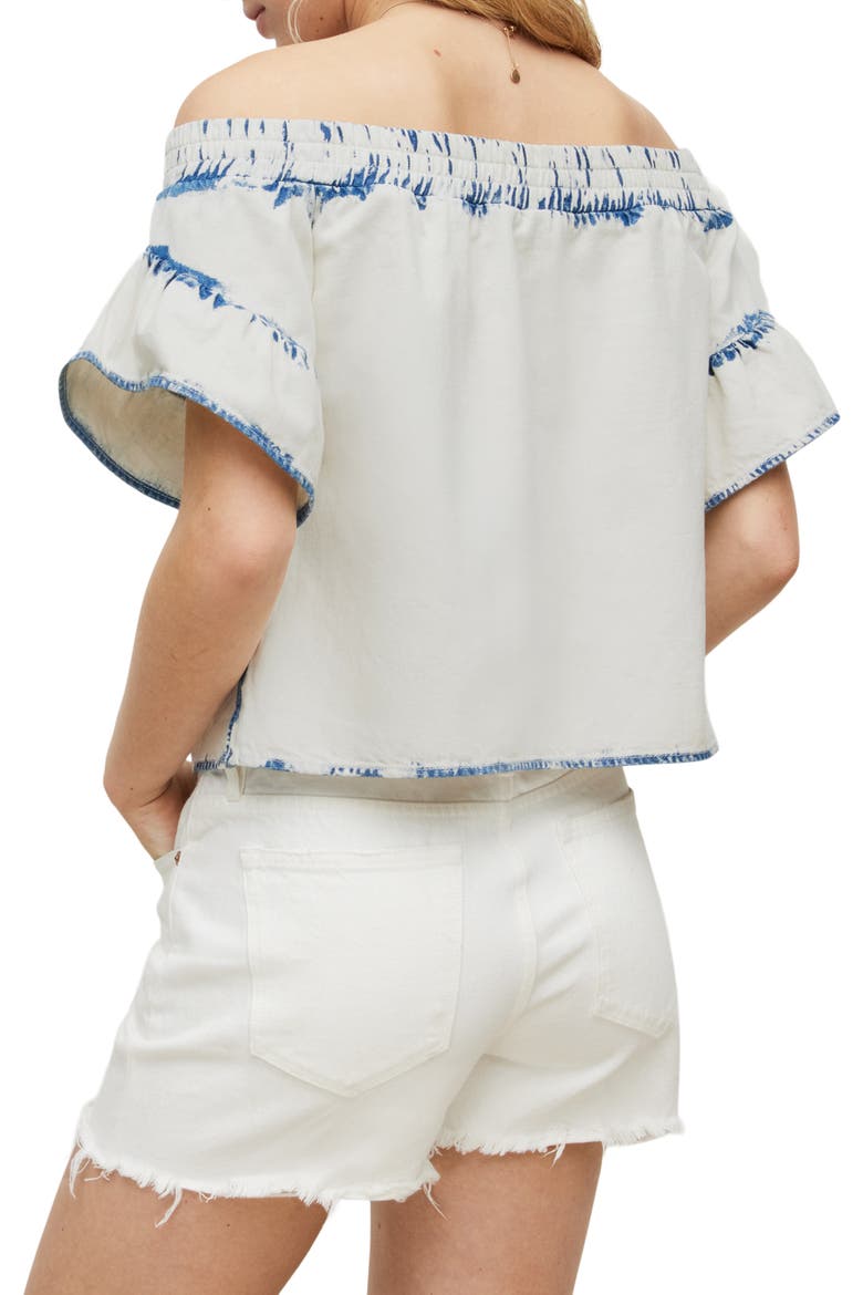 Adela Off the Shoulder Denim Top, Alternate, color, BLEACH WHITE