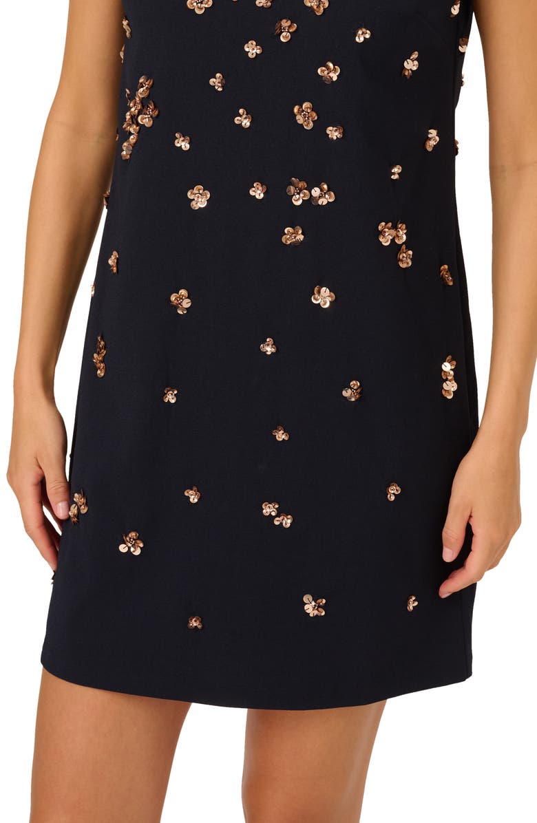 Adrianna Papell Beaded Crepe Dress, Alternate, color, Midnight Rose Gold