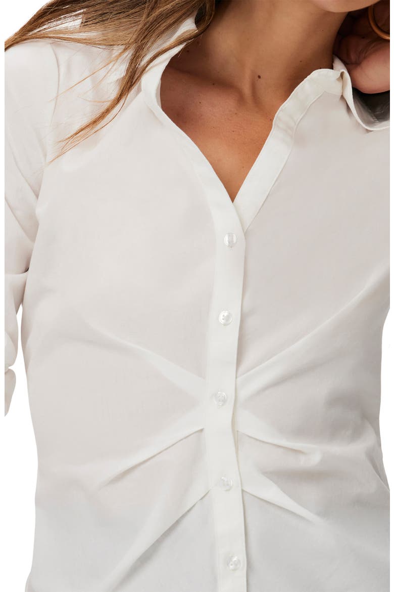 Alera Pleated Cotton Button-Up Shirt, Alternate, color, WHITE