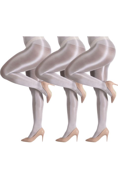 7-Pack Glossy Semi-Opaque Statement Fashion Tights