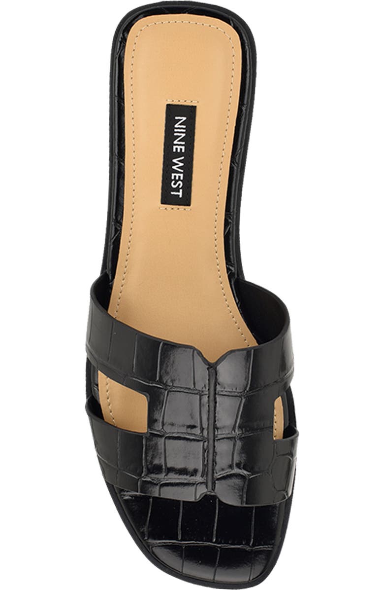 Nine West Giny Slide Sandal, Alternate, color, Black Embossed