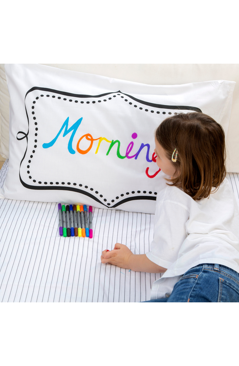 Eat Sleep Doodle Color-Your-Own Pillowcase Doodle Notebook, Alternate, color, White