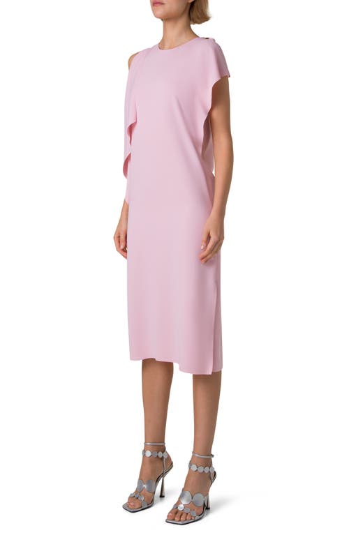 Akris Punto Lasercut Shoulder-drape Midi Dress In Pale Pink