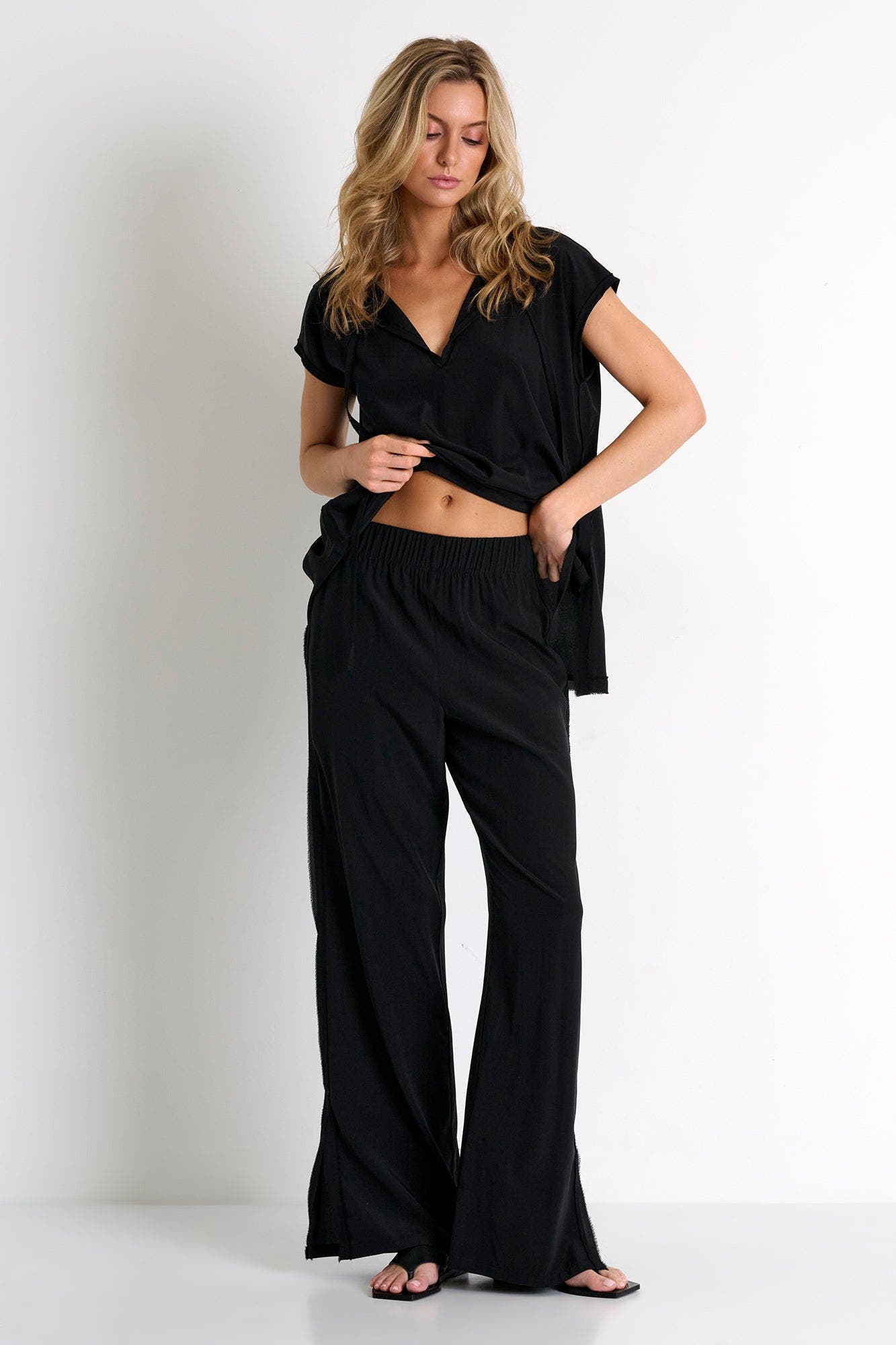 Straight-Leg Silk Pants
