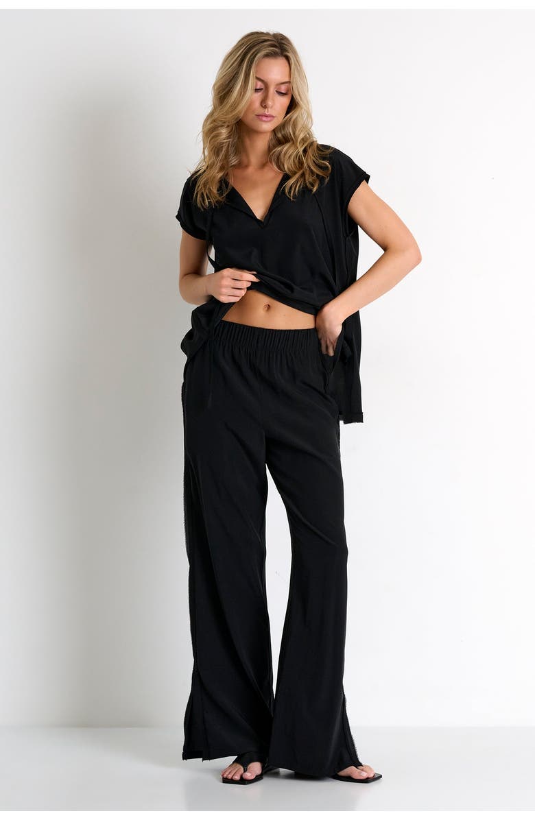 SHAN Straight-Leg Silk Pants, Main, color, Black