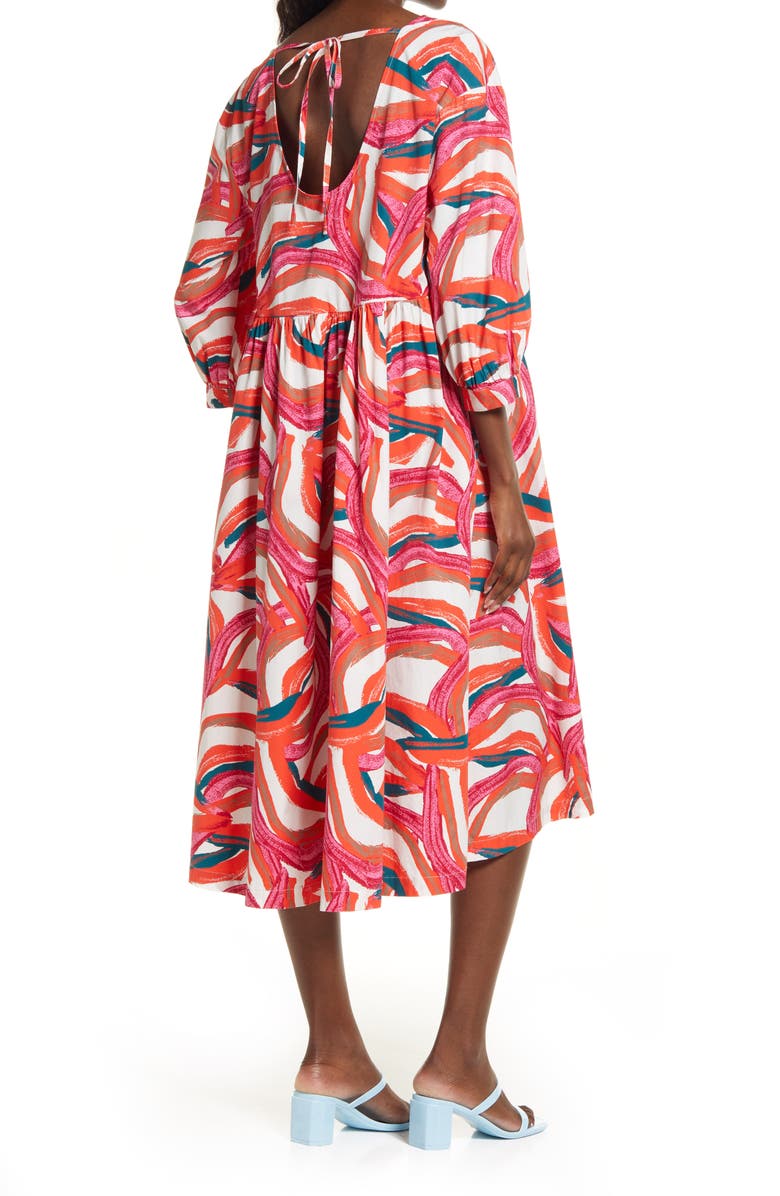 Nordstrom Cristina Martinez Rainbow Print Long Sleeve Cotton Dress, Alternate, color,