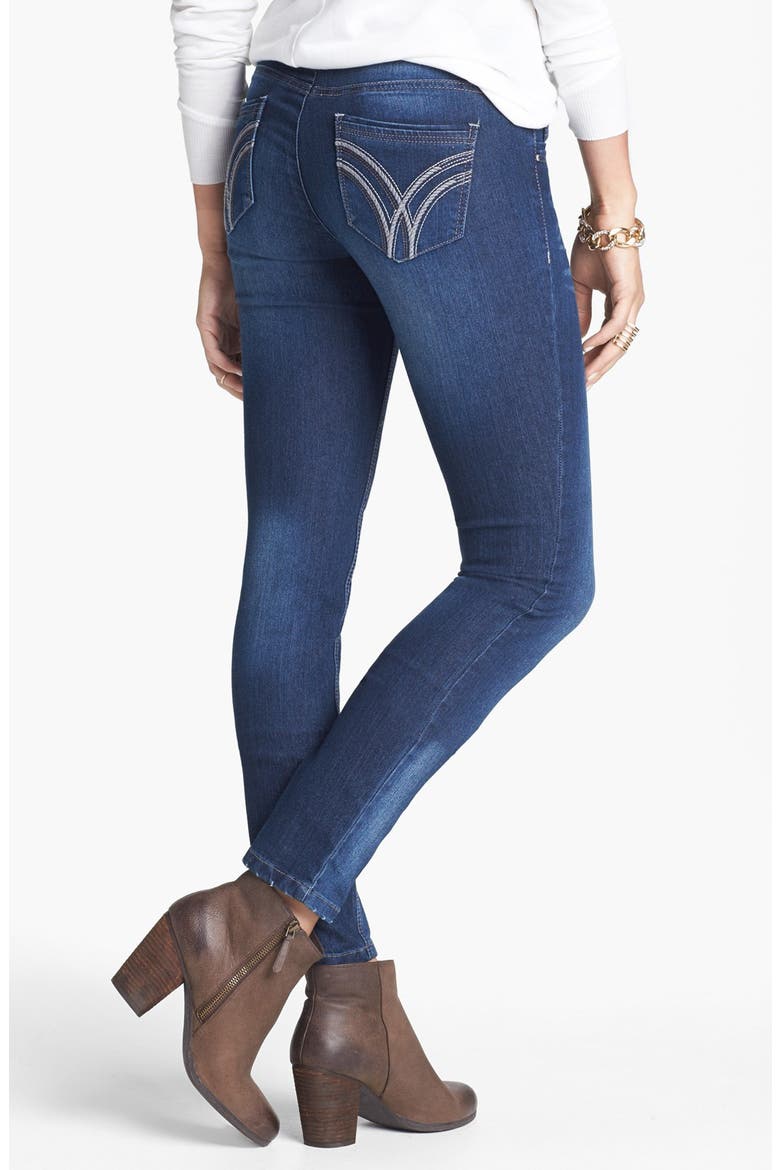 Embroidered Pocket Skinny Jeans, Alternate, color, BLUE