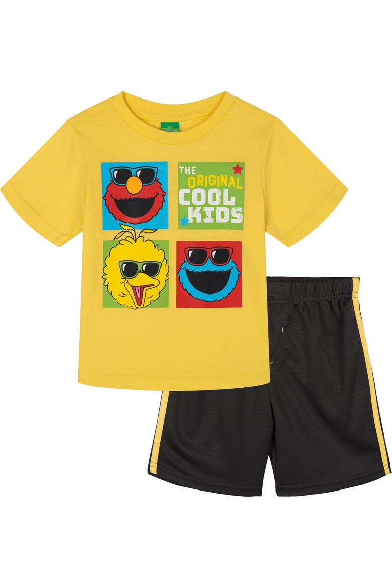 2-Piece T-Shirt and Shorts Set, Main, color, Yellow Cement Grey