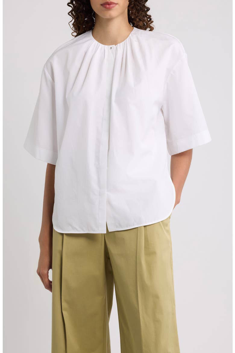 Banorena Gathered Cotton Top, Main, color, BRIGHT WHITE