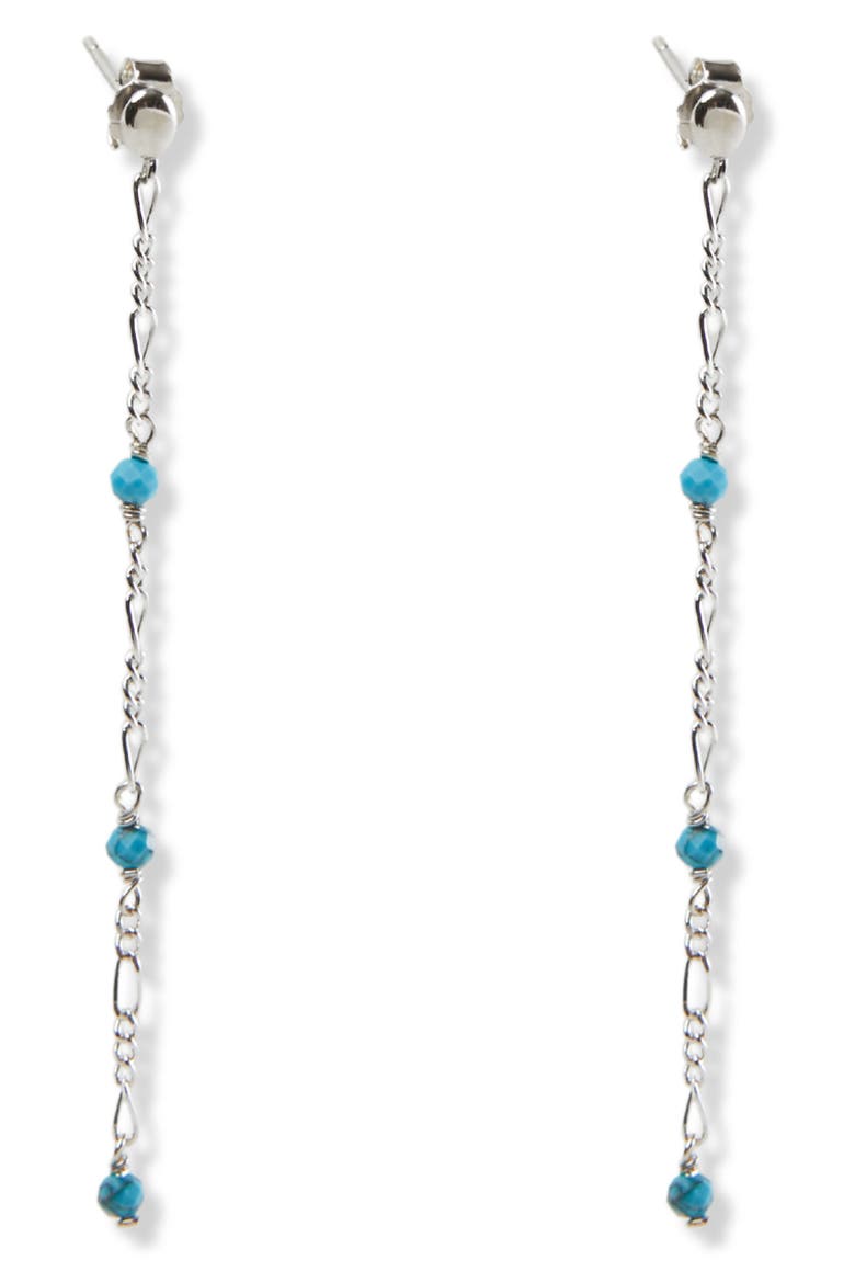 Stone Figaro Chain Linear Earrings, Main, color, SILVER