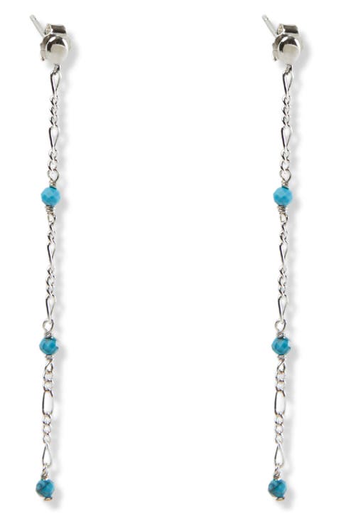 Stone Figaro Chain Linear Earrings
