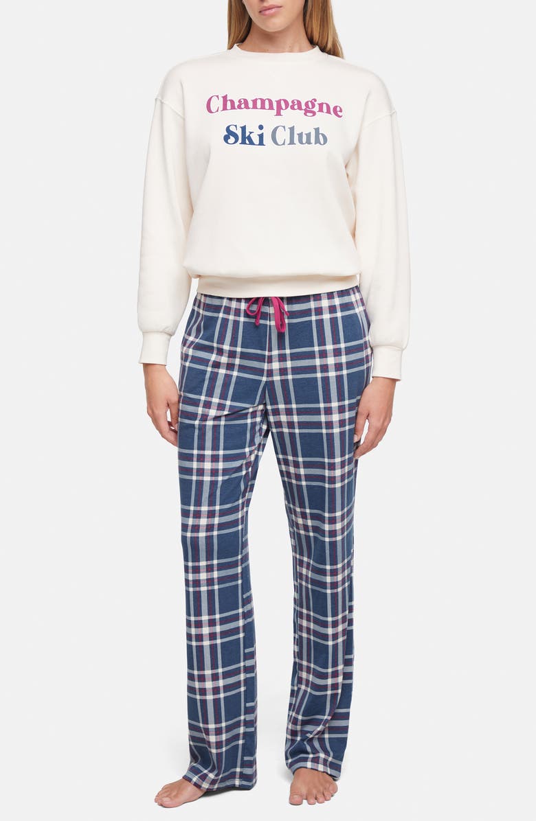 Wildfox Ski Club Plaid Pajamas, Main, color, Eggnog