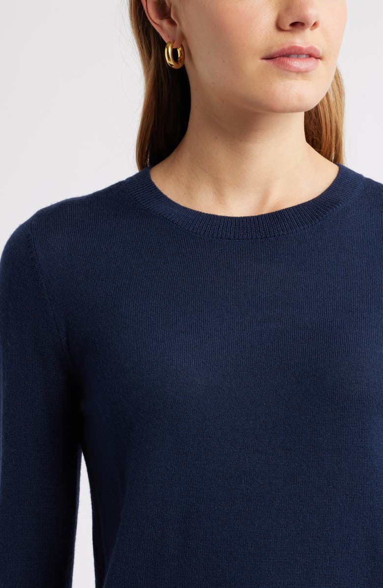 Caslon<sup>®</sup> Merino Wool Blend Crewneck Sweater, Alternate, color, Navy Still
