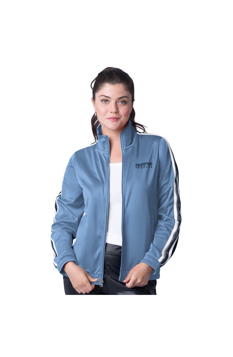 G-III 4HER BY CARL BANKS Women's G-III 4Her by Carl Banks Light Blue/Navy Memphis Grizzlies Rebel Sequin Bling Full-Zip Track Jacket, Alternate, color, Light Blue