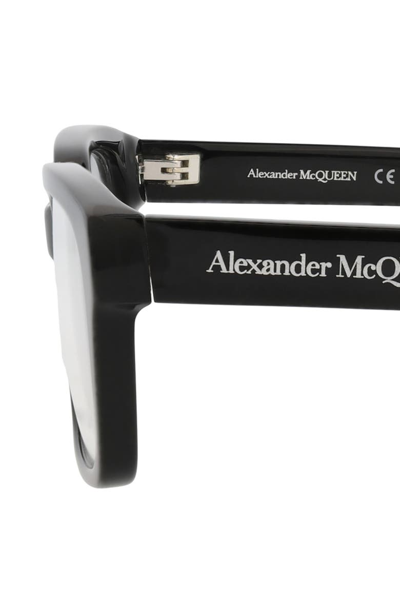 McQueen 55mm Square Optical Glasses, Alternate, color, Black Black Transparent