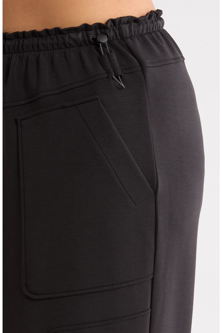 Yoke Detail Wide Leg Scuba Pants, Alternate, color, BLACK