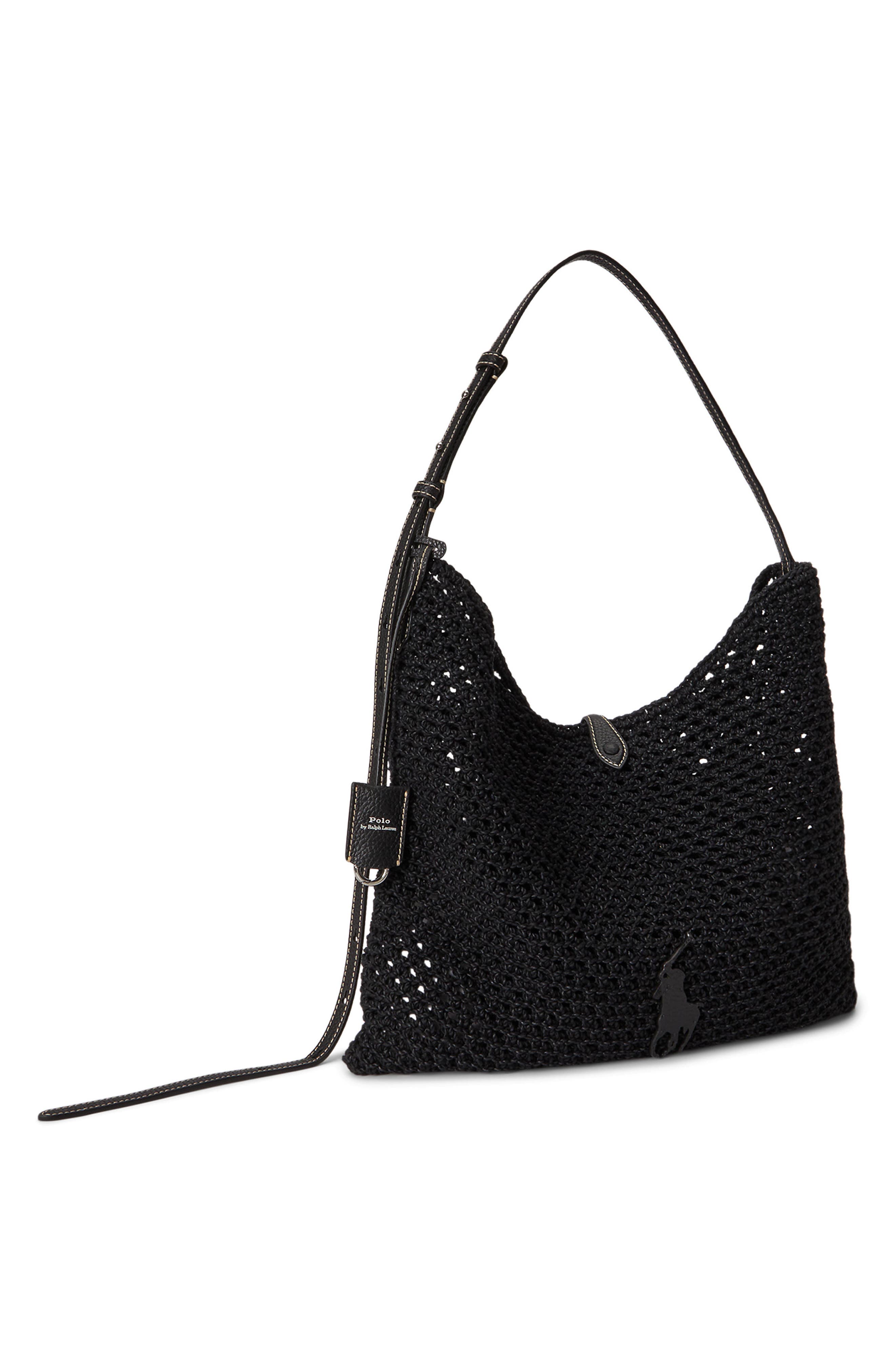 Polo Ralph Lauren Polo Play Open Weave Messenger Bag, Alternate, color, Black