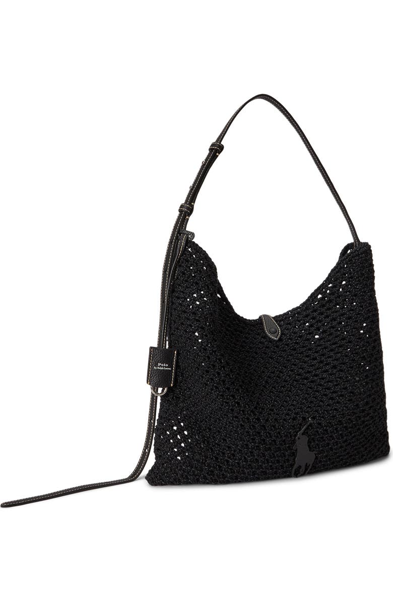 Polo Ralph Lauren Polo Play Open Weave Messenger Bag, Alternate, color, Black