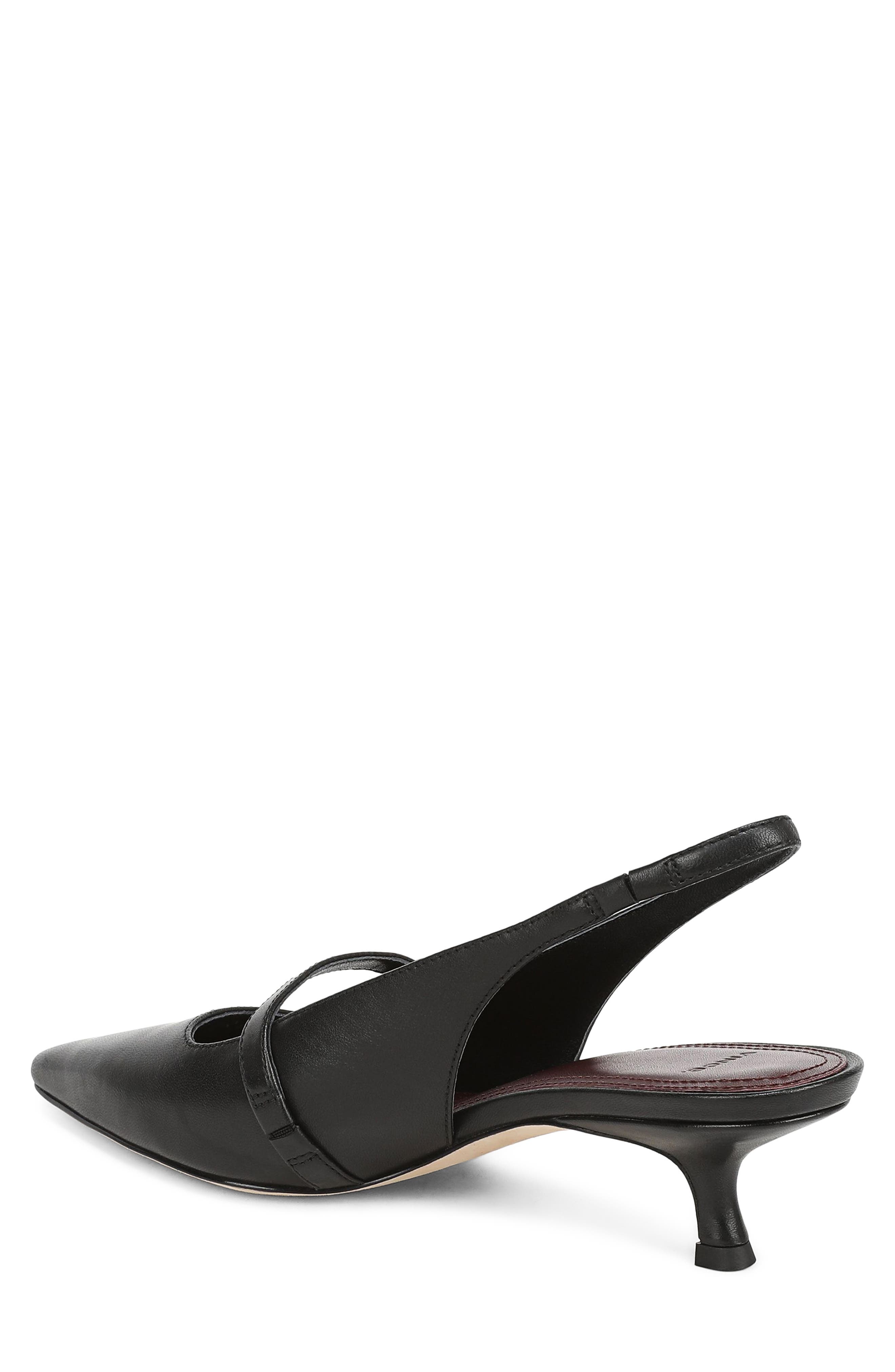 Sonya Kitten Heel Pointed Toe Slingback Sandal, Alternate, color, BLACK LEATHER