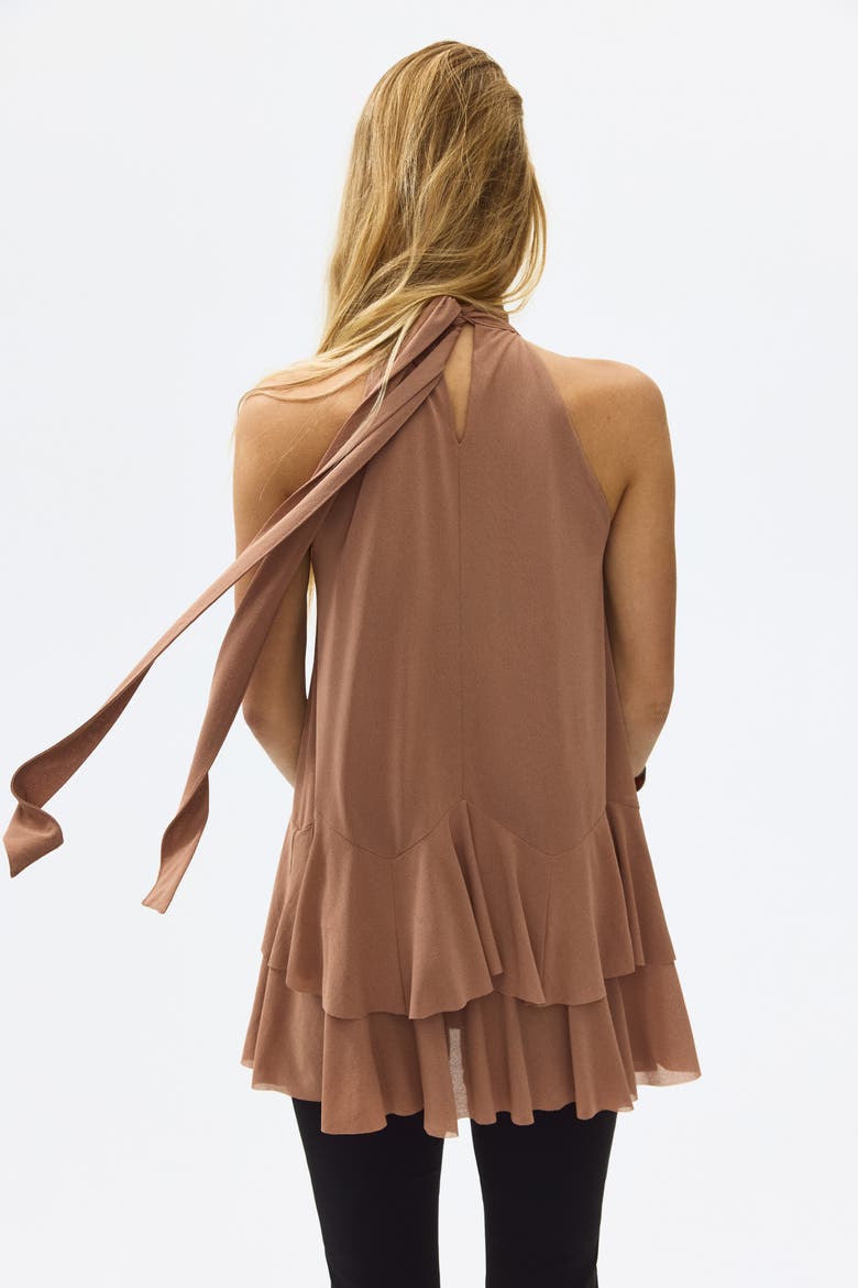 Flounced Tie-detail Top, Main, color, Dusty rose