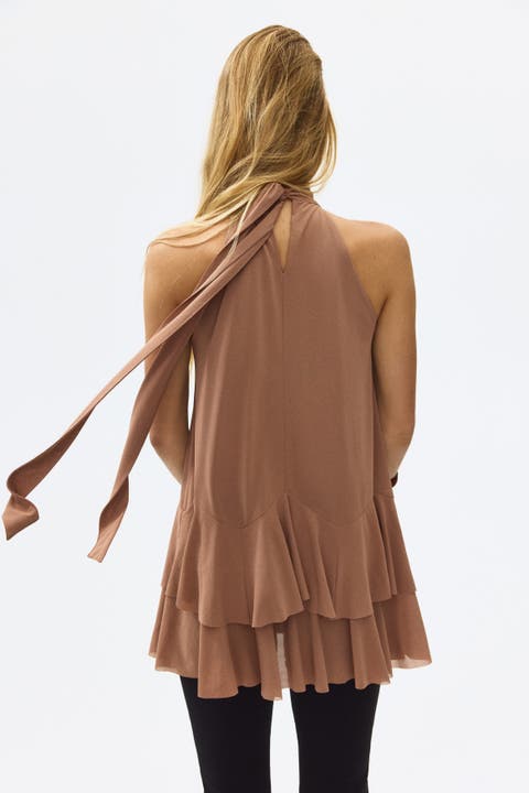 Flounced Tie-detail Top