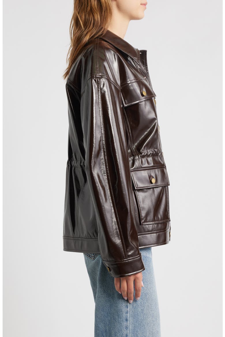Amy Faux Patent Leather Jacket, Alternate, color, BROWN