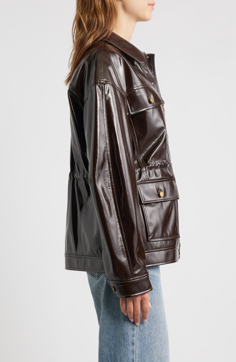 rag & bone Amy Faux Patent Leather Jacket, Alternate, color, Brown