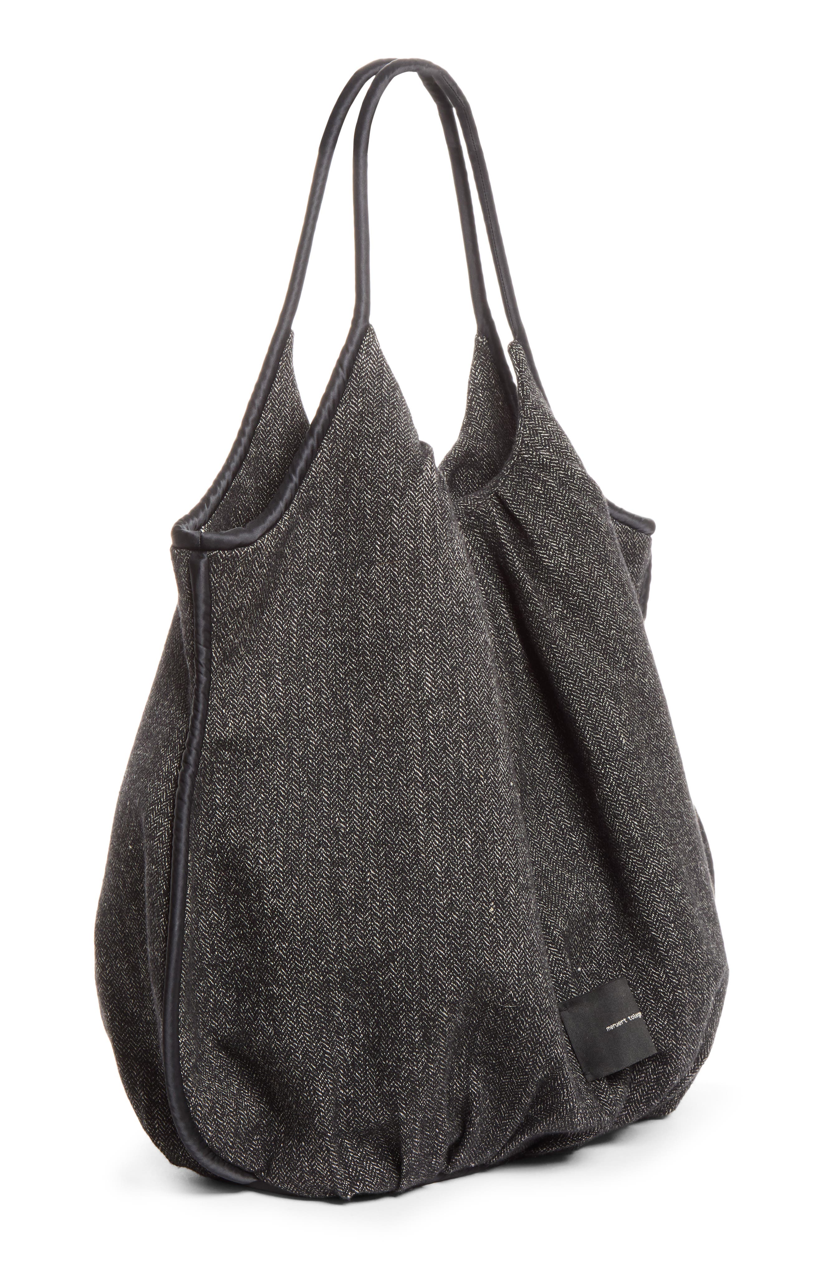 Pleated Sculpted Linen & Wool Blend Tote, Alternate, color, WOOL-100