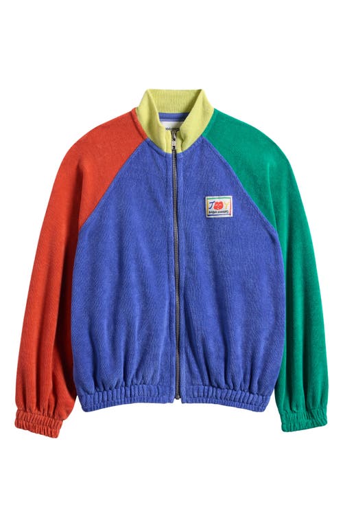 Bobo Choses Kids' Colorblock Terry Cloth Zip Jacket In Blue Multi