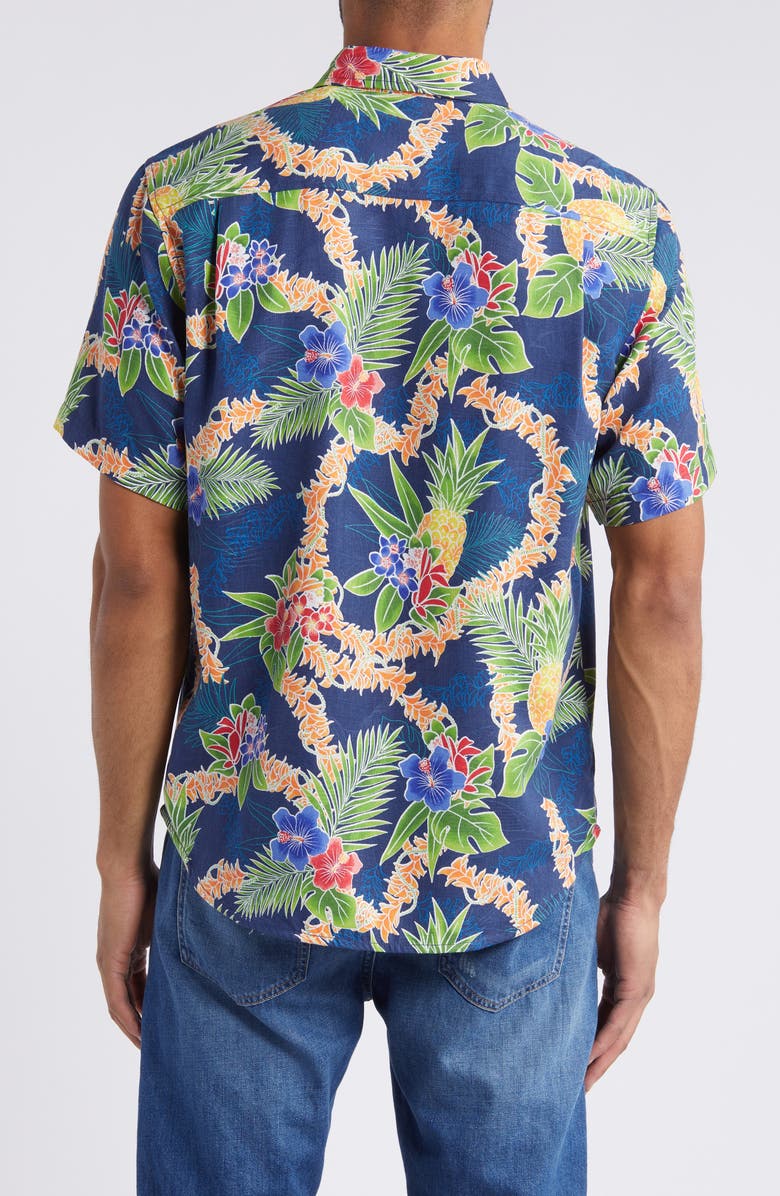 Tommy Bahama Lei in Paradise Tropical Print Short Sleeve Silk Blend Button-Up Shirt, Alternate, color,