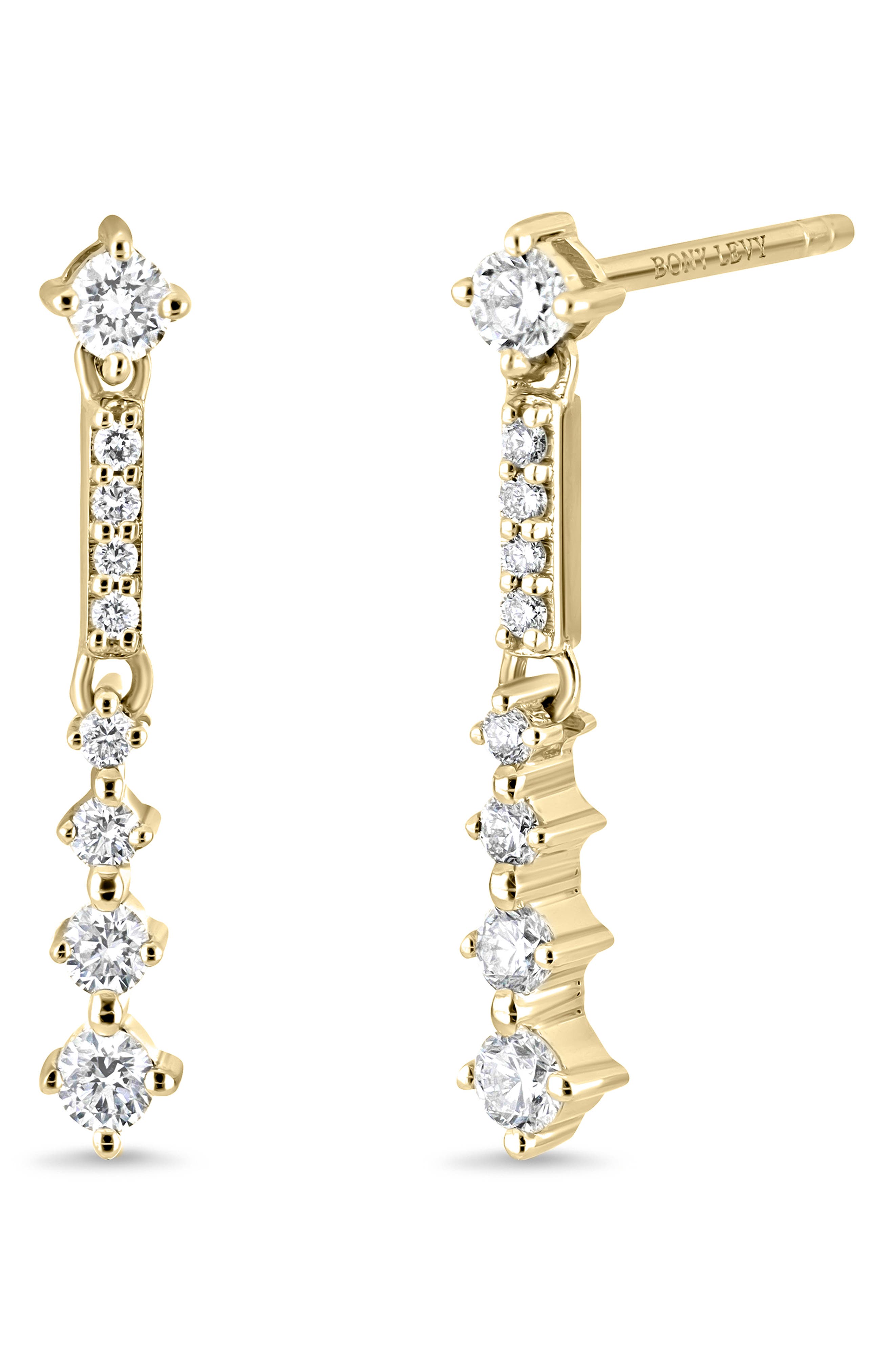 Mykonos 18k Gold Diamond Drop Earrings
