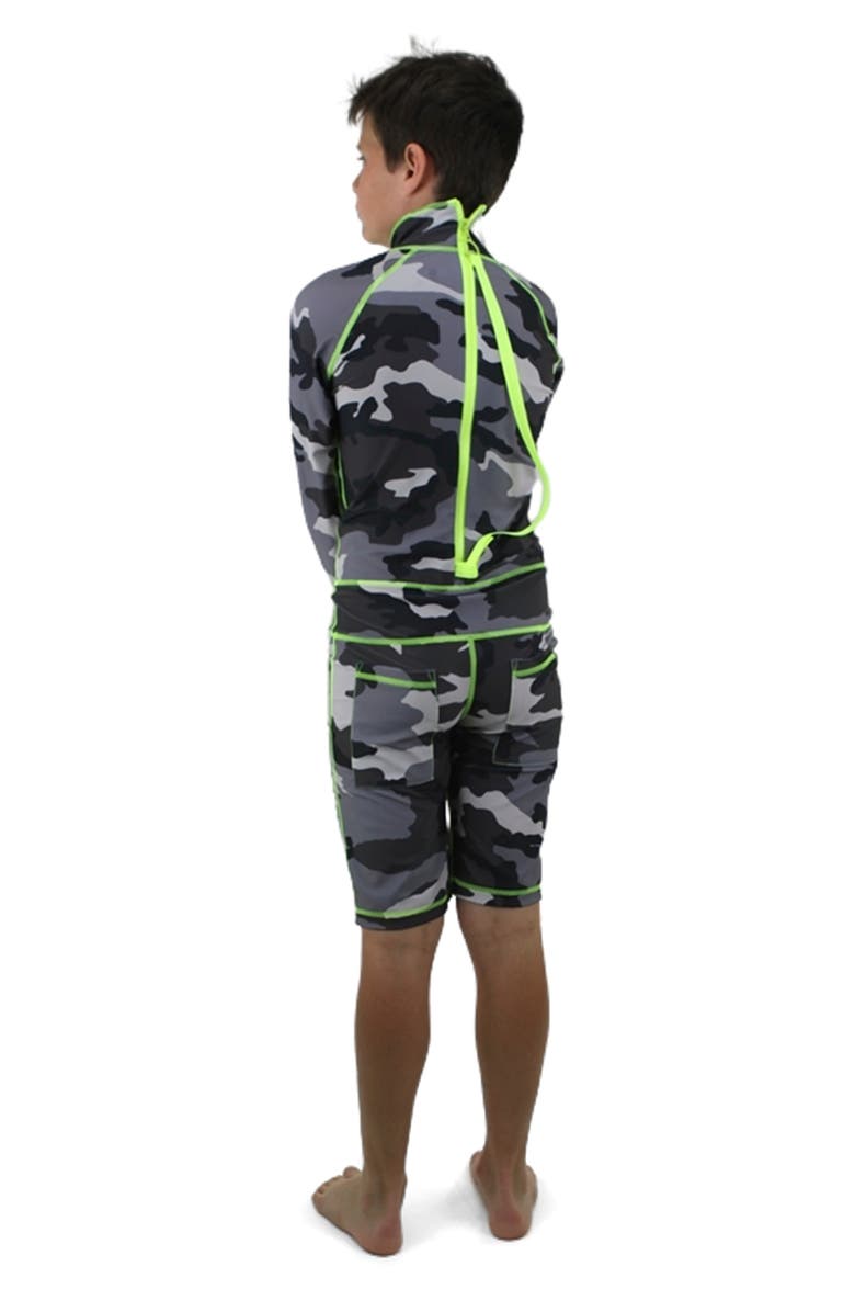 TUTUBLUE Boys' One-Piece Swimsuit - UPF 50+, Alternate, color, Light Gray Camo