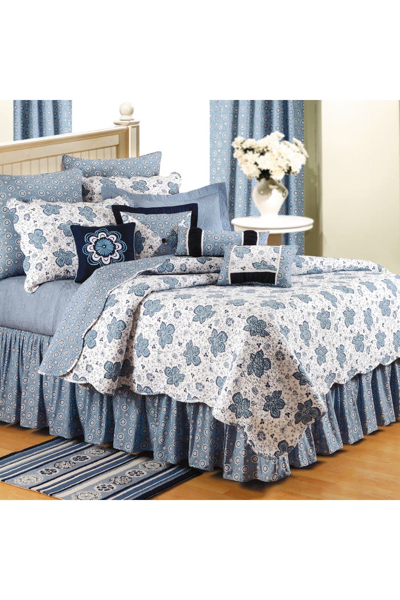 Navy With Button Embroidered Throw Pillow, 16" x 16", Alternate, color, Blue