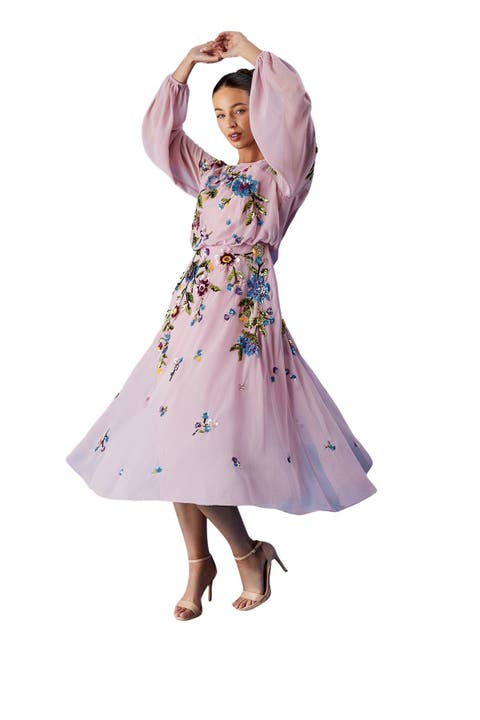 Embellished Sequin Midi Dress