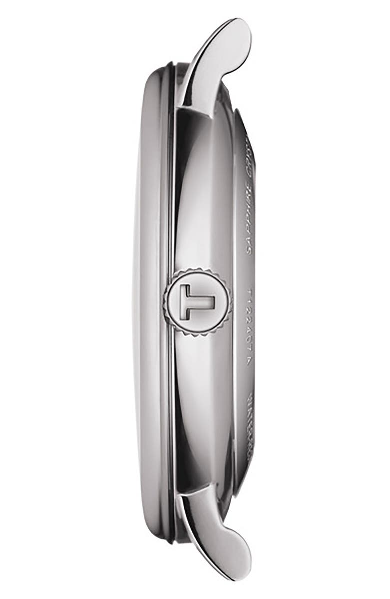 Tissot T-Classic Carson Powermatic 80 Leather Strap Watch, 40mm, Alternate, color, Blue/ Silver