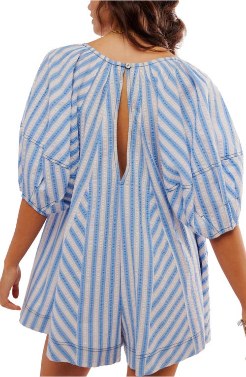 Shop Free People Bop Around Stripe Romper In Oxford Combo