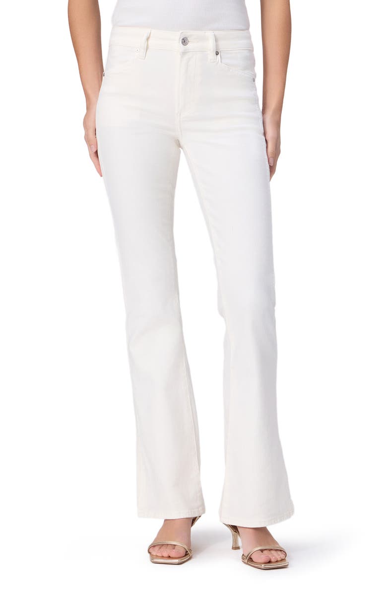 PAIGE Laurel Canyon Side Slit High Waist Bootcut Jeans, Main, color, Tonal Ecru