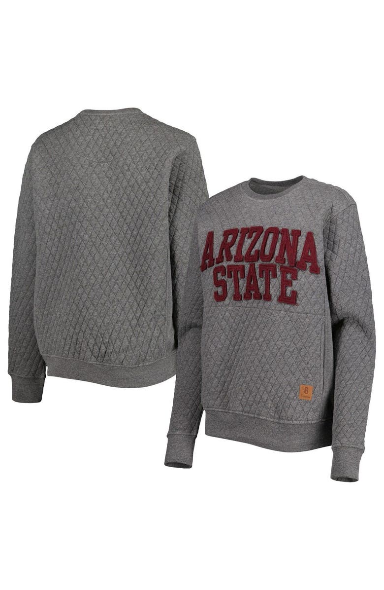 PRESSBOX Women's Pressbox Heather Charcoal Arizona State Sun Devils Moose Quilted Pullover Sweatshirt, Main, color, Heather Gray