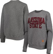 PRESSBOX Women's Pressbox Heather Charcoal Arizona State Sun Devils Moose Quilted Pullover Sweatshirt