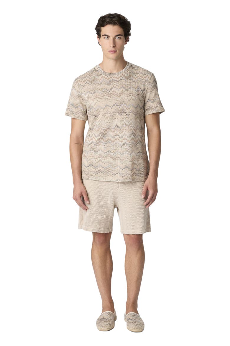 Crew-neck Cotton T-shirt With Dégradé Snake Pattern, Main, color, Beige& White