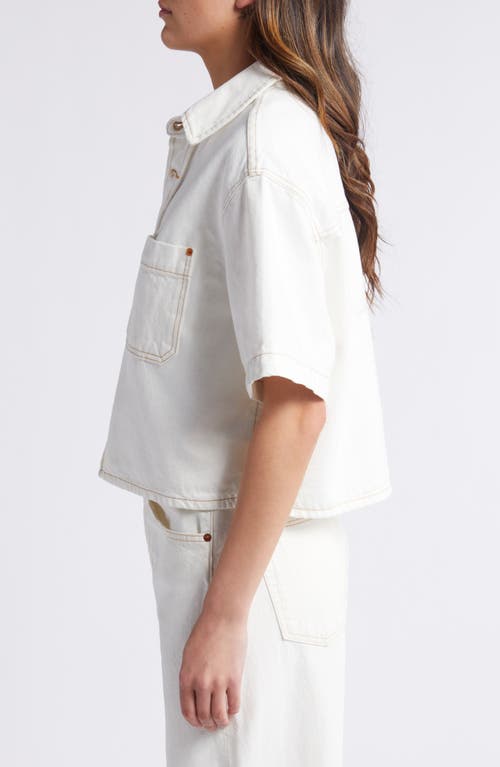 SLVRLAKE SLVRLAKE CARA SHORT SLEEVE DENIM CROP BUTTON-UP SHIRT 